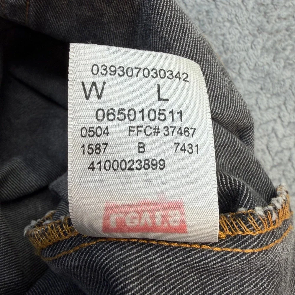 Levi's 501 Jeans Mens 46x23 Straight Wide Leg Grey Cotton Button Fly Vintage 00s